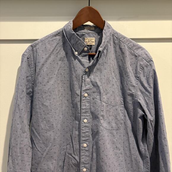 J Crew Shirt Mens Large Blue Slim Fit Secret Wash Stretch Button Down Casual - Picture 3 of 10